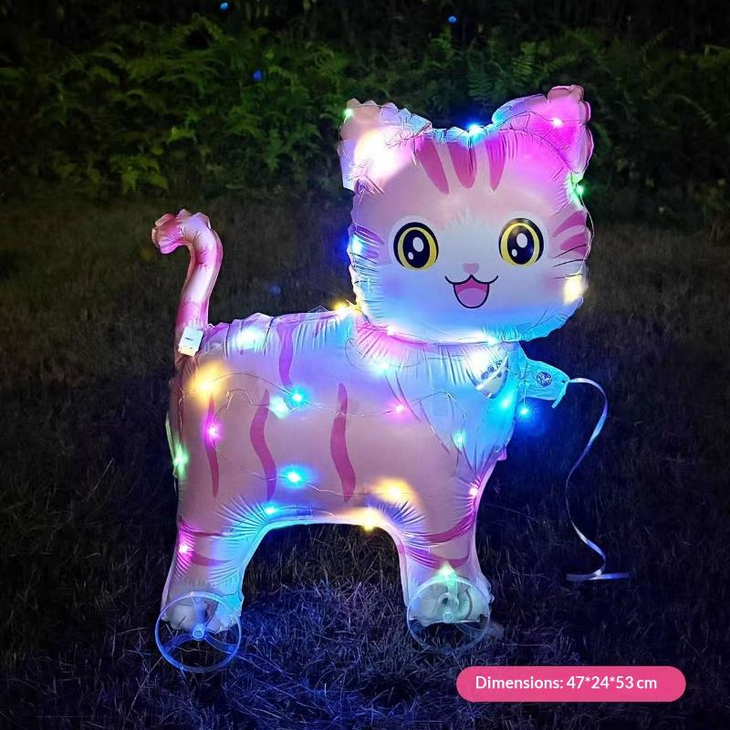 HUAHUAElephant Inspired Standing 4D Glow Foil Balloons with Wheels for Child's Birthday and Baby Shower DecorationsHUAHUA