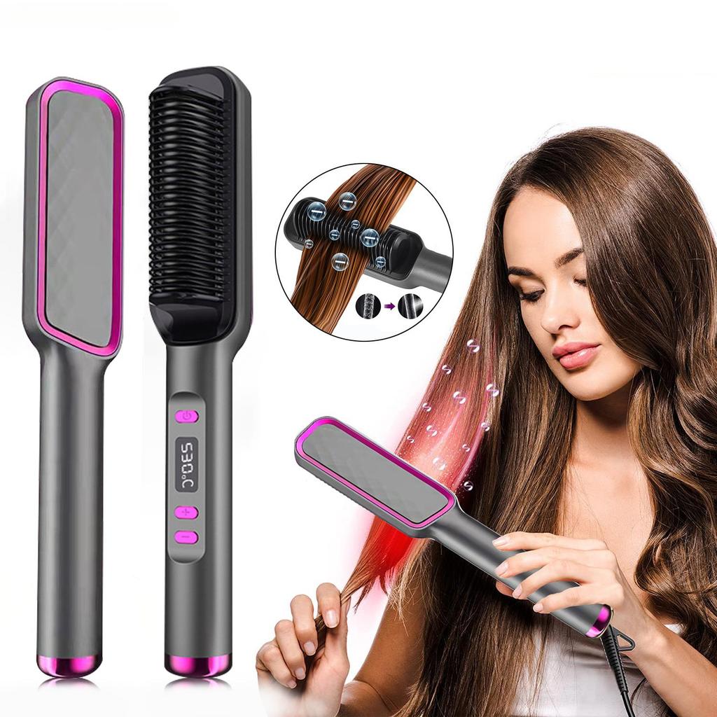 Hair Straightener Comb 3 In 1 Hair Styling Curler Iron Electric Straightening Brush Fast Heating Anti-Scald Styler Curling Tools AVE