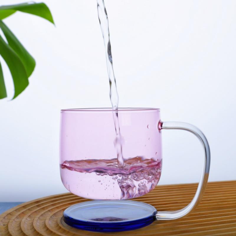 Kreativer Hänge-Glasbecher Kaffee Milchsaft Trinkbecher Wasser Hohes Borosilikatglas Farbblockierendes Glasbecher Bierbecher