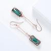 Women Zinc Alloy Jewelry Cylinder Shape Vintage Green Glass Hook Dangle Earring Accessories