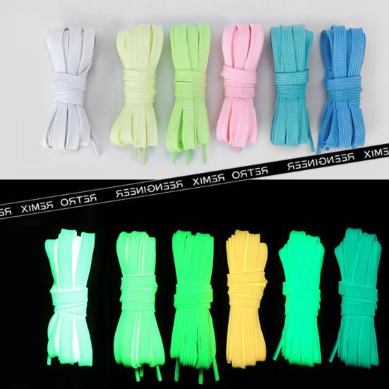 1 Pair Luminous Shoelaces Glow in The Dark Shoe Laces Fluorescent Flat Shoelaces Replacements for Sneakers Boots