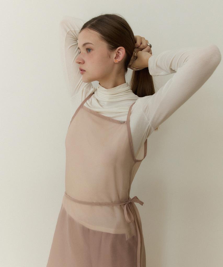 Adowl Grace Sheer Layered Wrap Dress - Ash Pink