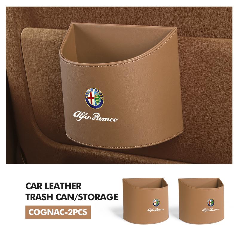 Car Stickers For Alfa Romeo Leather Car Logo Water Cup Organizer Holder Hanging Waterproof Trash Bin For Alfa Romeo Giulietta 94