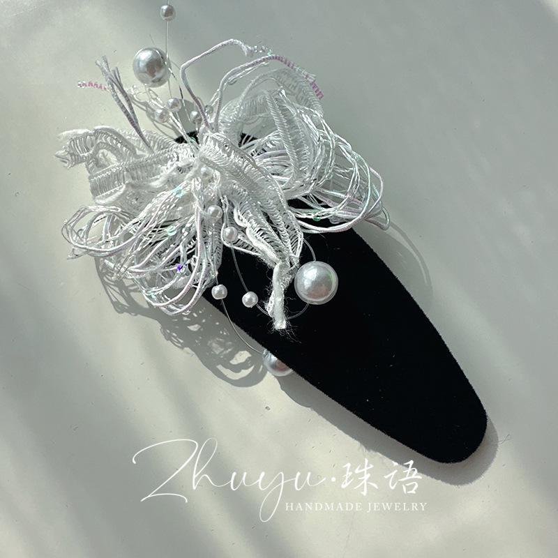 

Pearl Bow Fresh White Hair Clip for Flyaways & Bangs