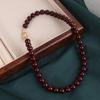 Vermilion Red Beaded Agate Choker Light Luxury Clavicular Chain Vermilion Red Beaded Necklace  Girl