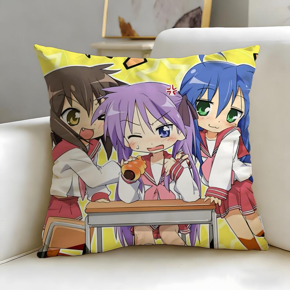 Classic Anime Lucky Star Cushion Cover Soft & Easy-Wash Pillow Case – Versatile For Couch, Bed, Travel And Office