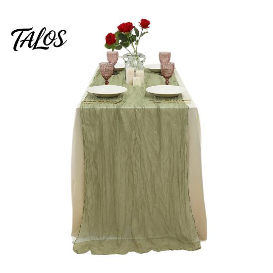 Everyday Use Tablecloth Cheesecloth Table Runner, Boho Rustic Farmhouse Gauze Long Sheer Themed Party Runner Fabric for Wedding Tea Baby Shower