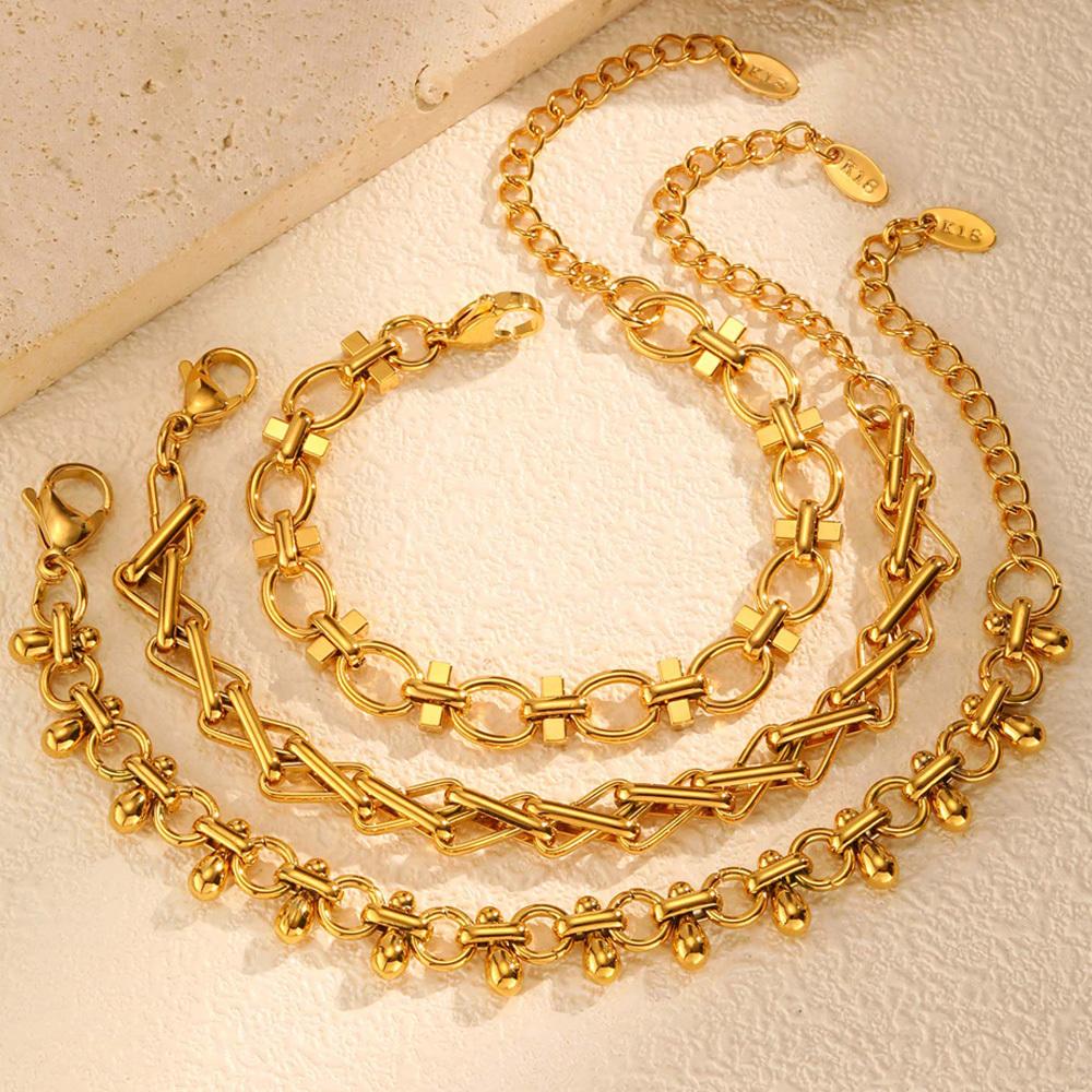 316L Stainless Steel Chunky Chain Bracelet for Women, 18k Gold Plated Waterproof Stackable Jewelry