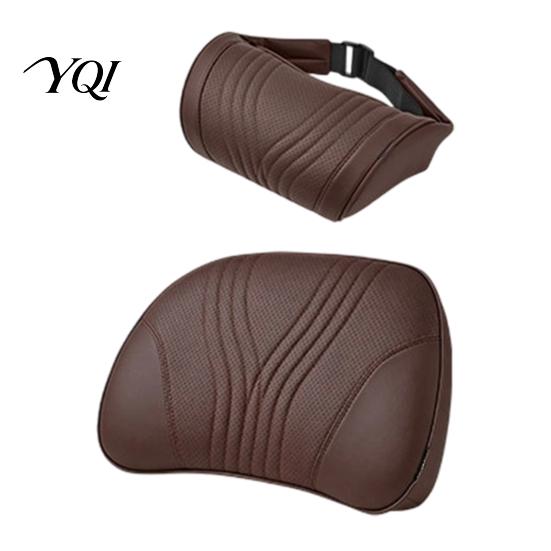 Supportive Headrest Car Pillow for Neck Support, Memory Foam with Breathable Seat Adjustable Strap, Universal Ergonomic Lumbar Support Cushion