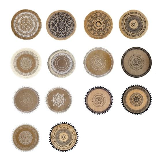 Ronde Jute Placemats voor Tafel, Geweven Jute Onderzetters, Rustieke Natuurlijke Vezel Matten voor Borden Kopjes, Boerderij Keuken Eetkamer Decor