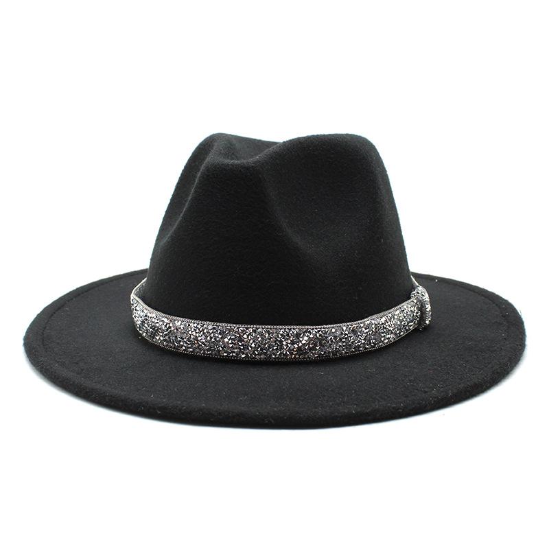 2021 Autumn Men'S And Women'S Woolen Hats, Solid Color Jazz Top Hats, Crystal Diamond Gift Hats