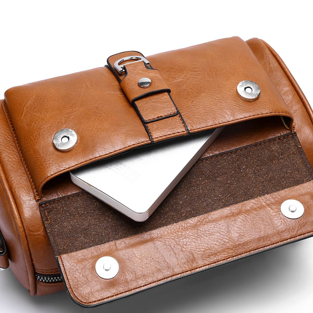 WEIXIER Men's Leather Crossbody Shoulder Bag Classic Waterproof Briefcase Messenger Satchel Travel Bag