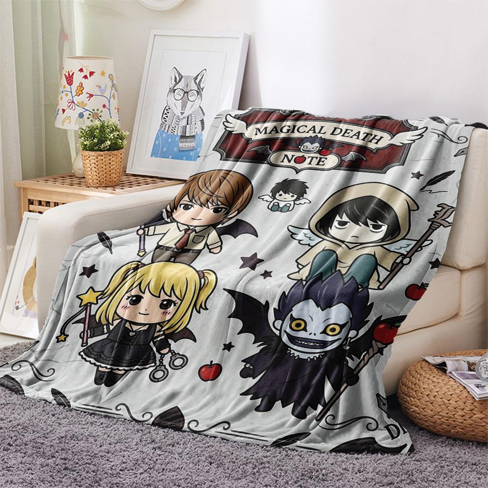 1PC Death Note Patterned Flannel Blanket Suitable For All Seasons For Home Decor Warmth And Comfort Gifts Holiday Present