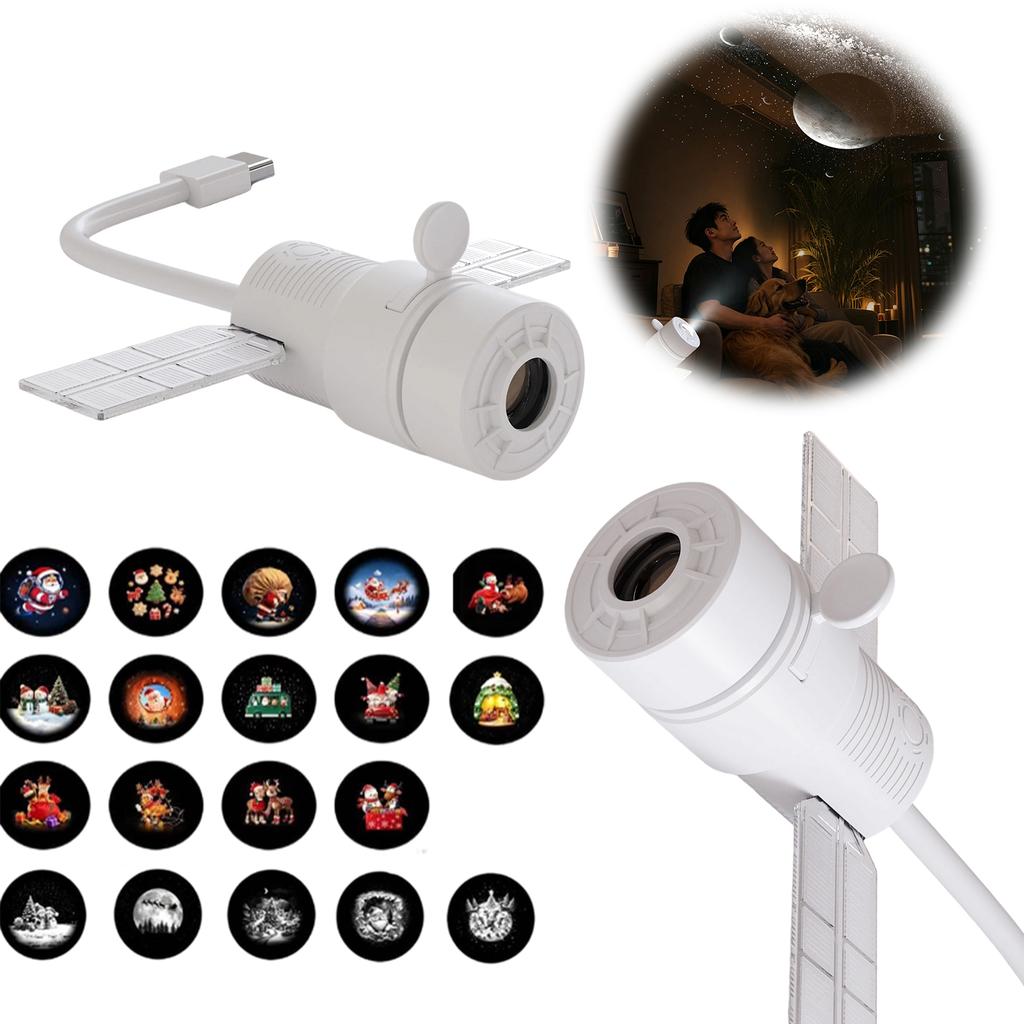 Star Projector Night Light 2 in 1 USB Galaxy Lamp 360 Flexible Gooseneck 5 Film Cards Kids Bedroom Ceiling Atmosphere