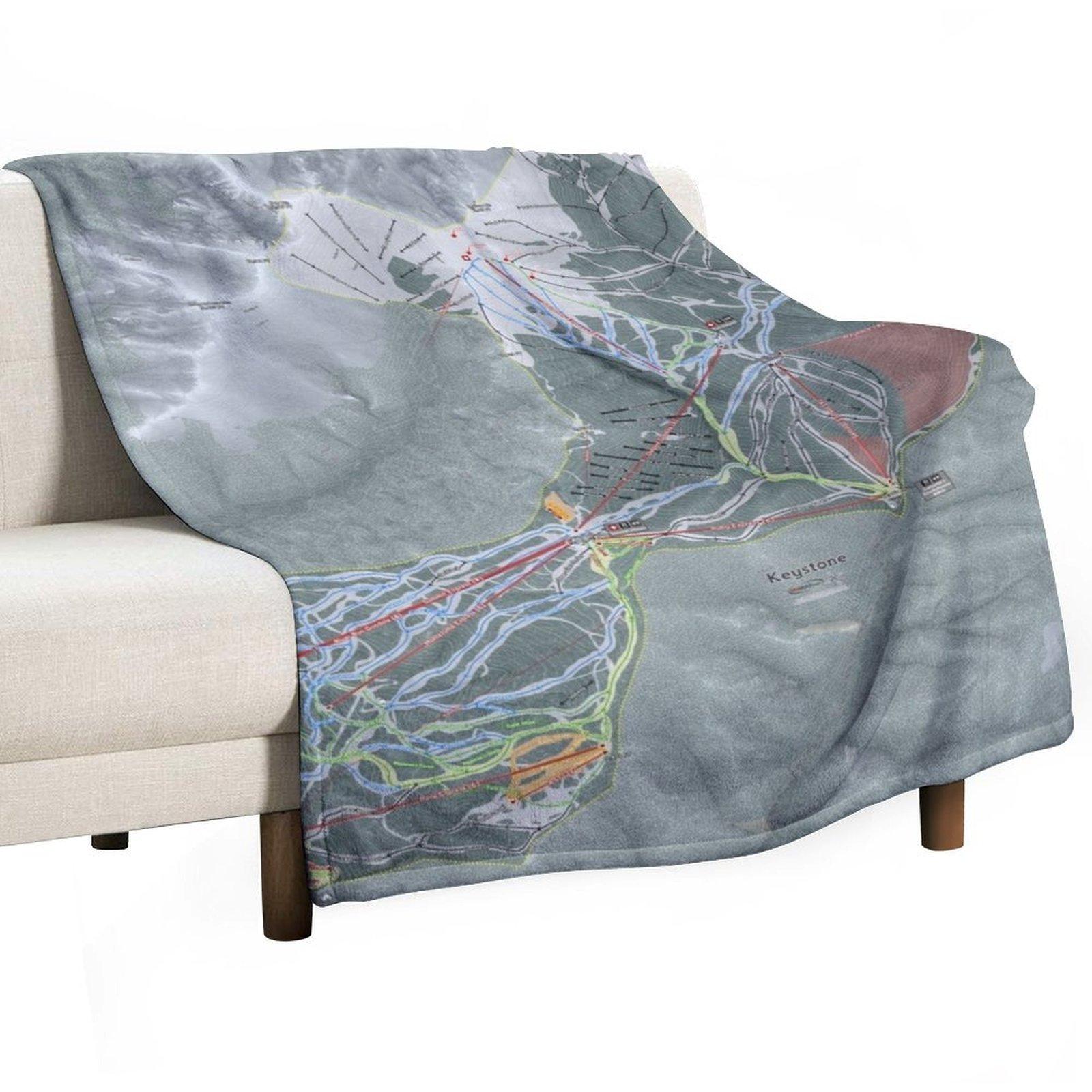 

Keystone Resort Trail Map Throw Blanket Heavy Flannel Softest Luxury Designer Blankets 30x40in