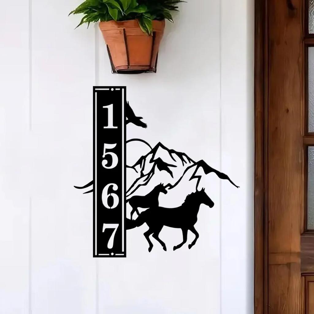 Metal Sign Horse Rustic Farmhouse Wall Decor Personalized Address Country Western Ranch Home Gift