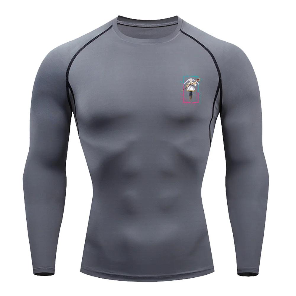 Men Compression T-Shirt Fitness Running Sports Quick-Dry Frieren Breathable Short Sleeves Stretchy Fabric for Summer Workouts