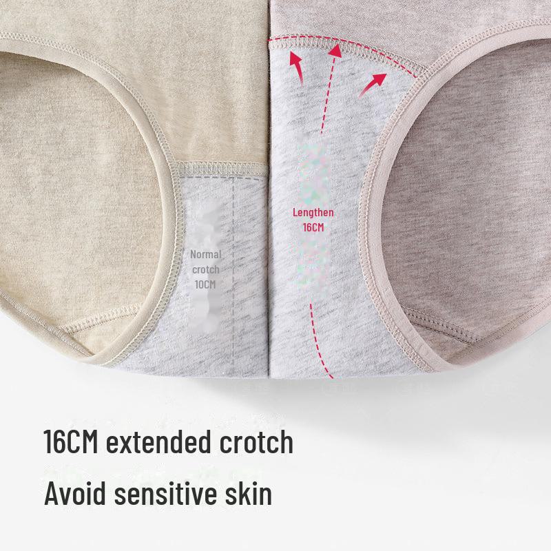 7A Damen Baumwollunterwäsche mit hohem Bund und Farbe - Bequem, atmungsaktiv, verlängerter Schritt, Slips ohne Einschnüren für Frühling und Sommer.