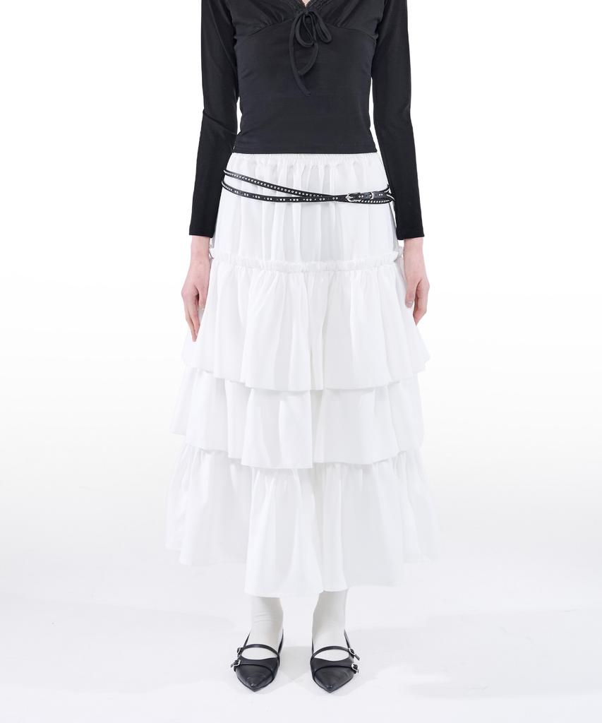 Alkialka Tiered Maxi Skirt (Ivory)