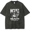 Money Call Graphic T Shirt for Man Printed Oversized Vintage Washed Women's Loose Short Sleeved Tees Y2k Clothes Top