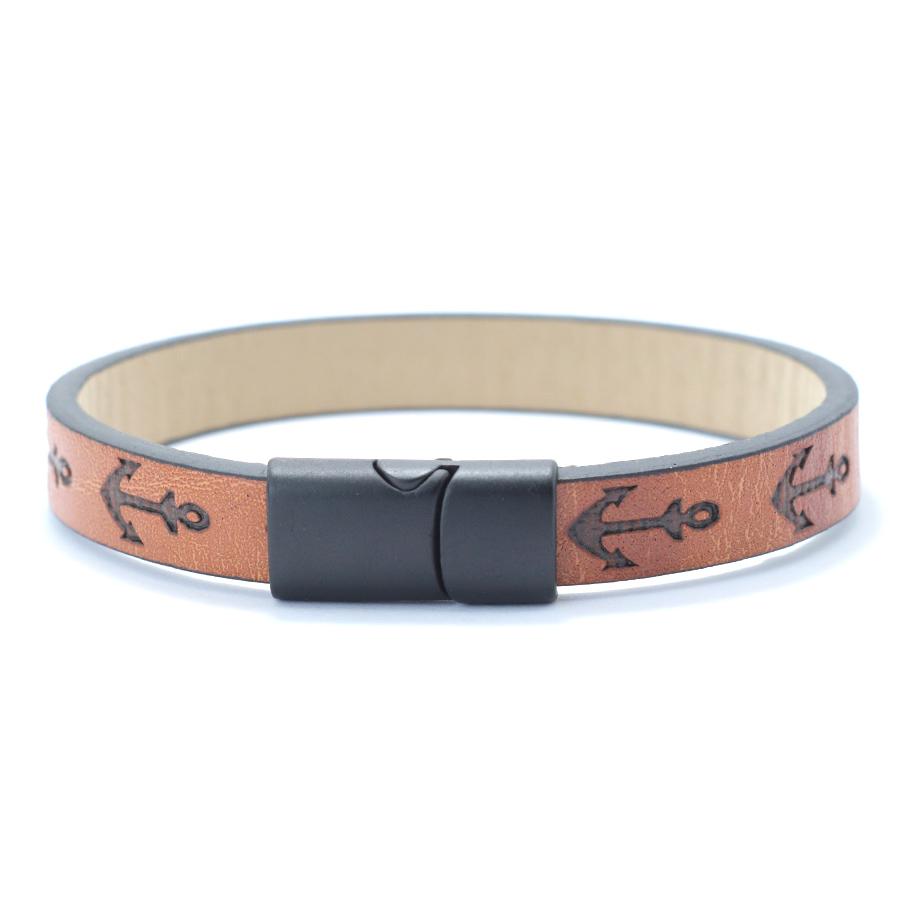 Alloy Handmade Leather Bracelet Men Printed Anchor Braslet Magnet Clasp Vintage Sports Wrist Guard Jewelry Gift Homme Pulsera