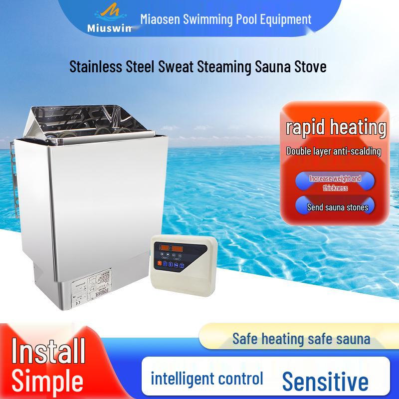 Stufa per sauna ad alta potenza in acciaio inossidabile con controllo esterno per uso commerciale e domestico