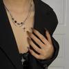 Mangxing Beaded Splicing Double-layer Stacked Necklace Design Ins Cold Wind Hip-hop Collarbone Chain