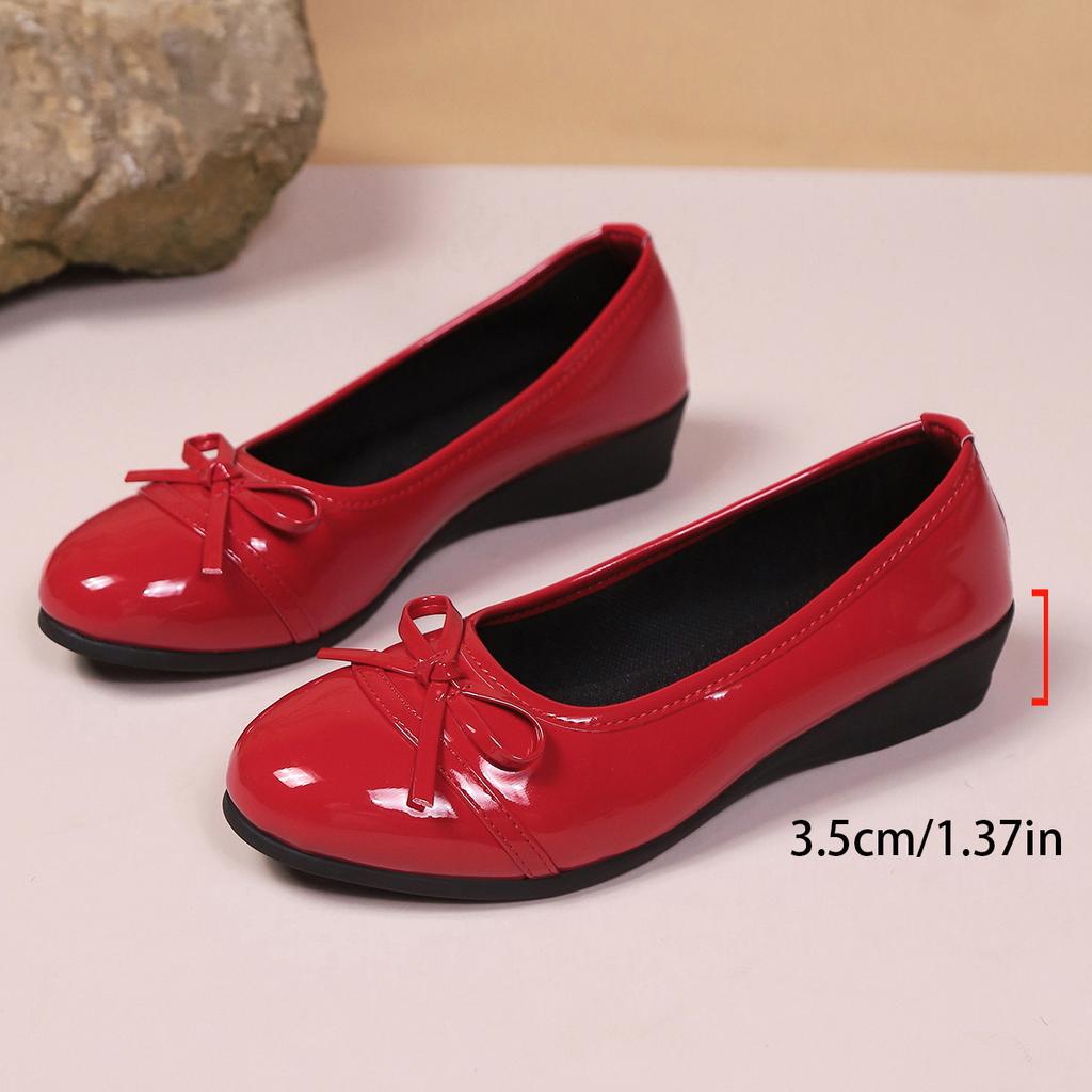 2025 Versatile Commuter Bow Gentle Solid Color Single Shoes Light Mouth Women's New Large Size Fashion Casual Shoes Women's
