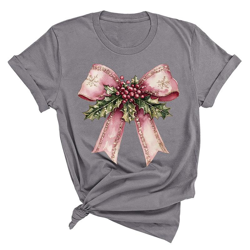 Christmas Printed Fashionable Women's T-shirt Christmas Trend Pure Cotton Casual Sportswear T-Shirts Women’s