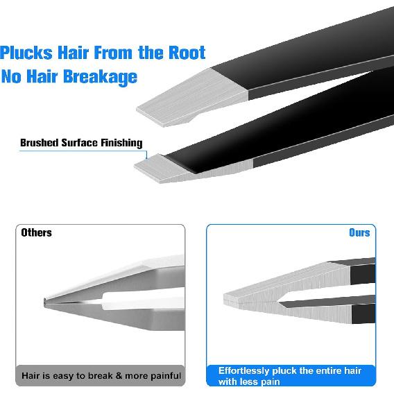 Tweezers for Women Facial Hair, 4Pcs Professional Beauty Tools Stainless Steel Precision Eyebrow Tweezers for Splinter Blackhead and Ingrown Hair