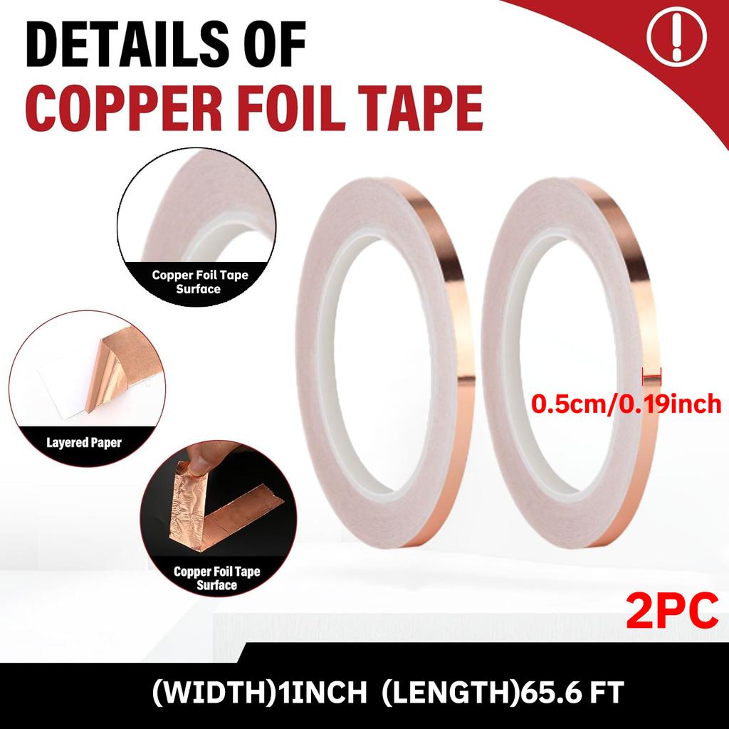1 szt. Taśma z folii miedzianej Pasek przewodzący z dwustronnym klejem przewodzącym Ekranowanie EMI do obwodów Rękodzieło DIY Lutowanie