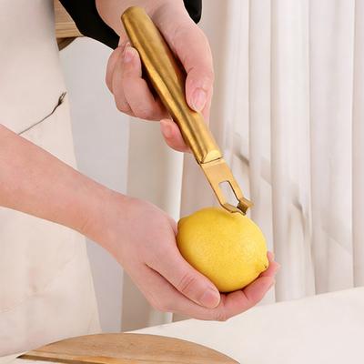 Edelstahl Zitronenschaber, Zitrusfrüchte-Schäler für Orange Zitrone Limette, Multifunktionaler Obst-Reibe, Kreatives Küchengerät