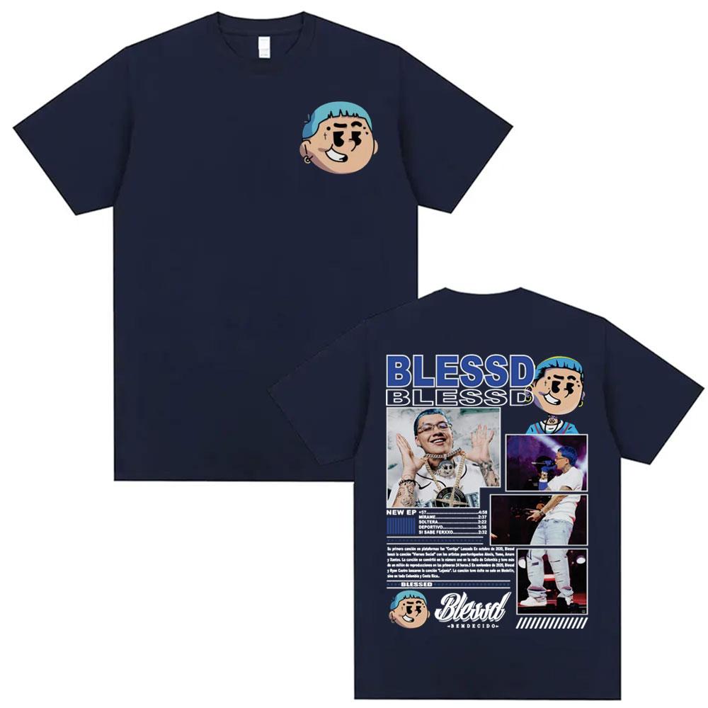 BLESSD BENDECIDO Tour 2025 Merch Rapper Tričko, Pánské a dámské oblečení, Vysoce kvalitní bavlněné tričko Harajuku Hip Hop