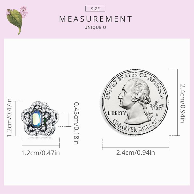 Bamoer 925 Sterling Silver Delicate Flower Charm Fit for Women Shining Stone Charms Original Bracelet & Bangle Fine Jewelry Gift