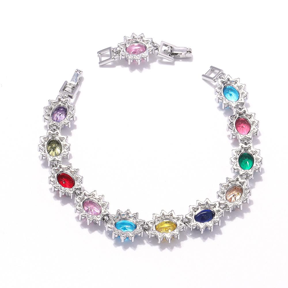 Womens Light Luxury Womens Colored Zircon Bracelet Explosions In Europe and The United States Colorful Bracelet.