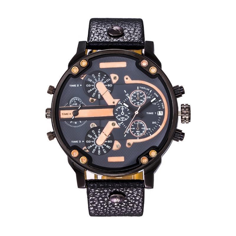 

Large Personality Fashion Dial Mens Watch Alloy Steel Band Leisure Watch Quartz NeroOroCoffee