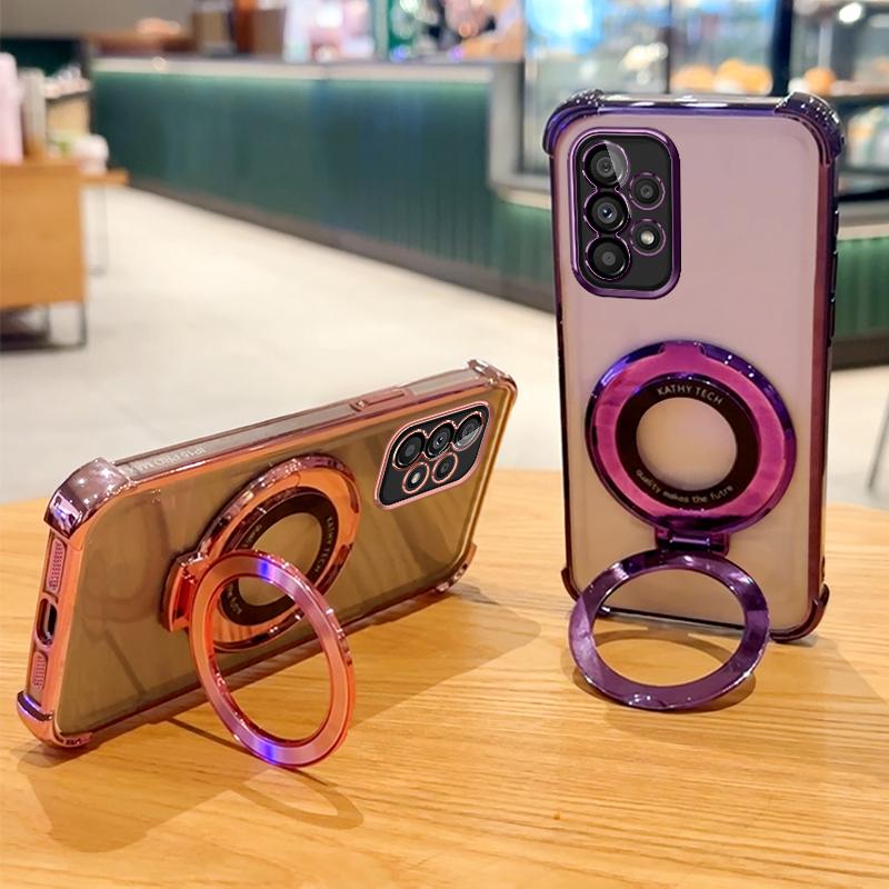 Clear Shockproof Transparent Plating Magsafe Stand Holder Case For Samsung Galaxy A13 A33 A53 A73 A32 A52 A72 4G 5G Cover