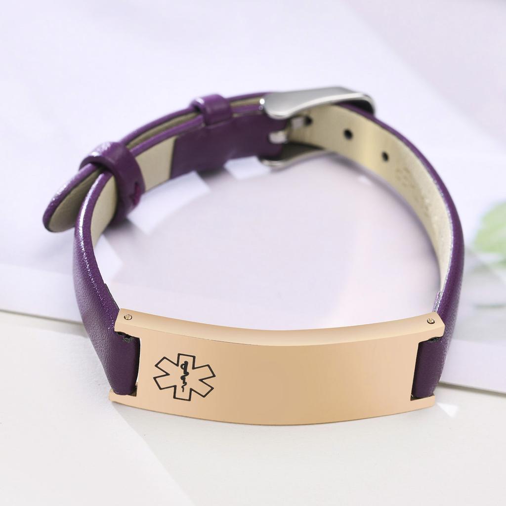 Free Engraving Medical Alert ID Bracelets Womens, Customized Adjustable Leather Chain Wrap Bracelets for Anxiety Type 2 Diabetes