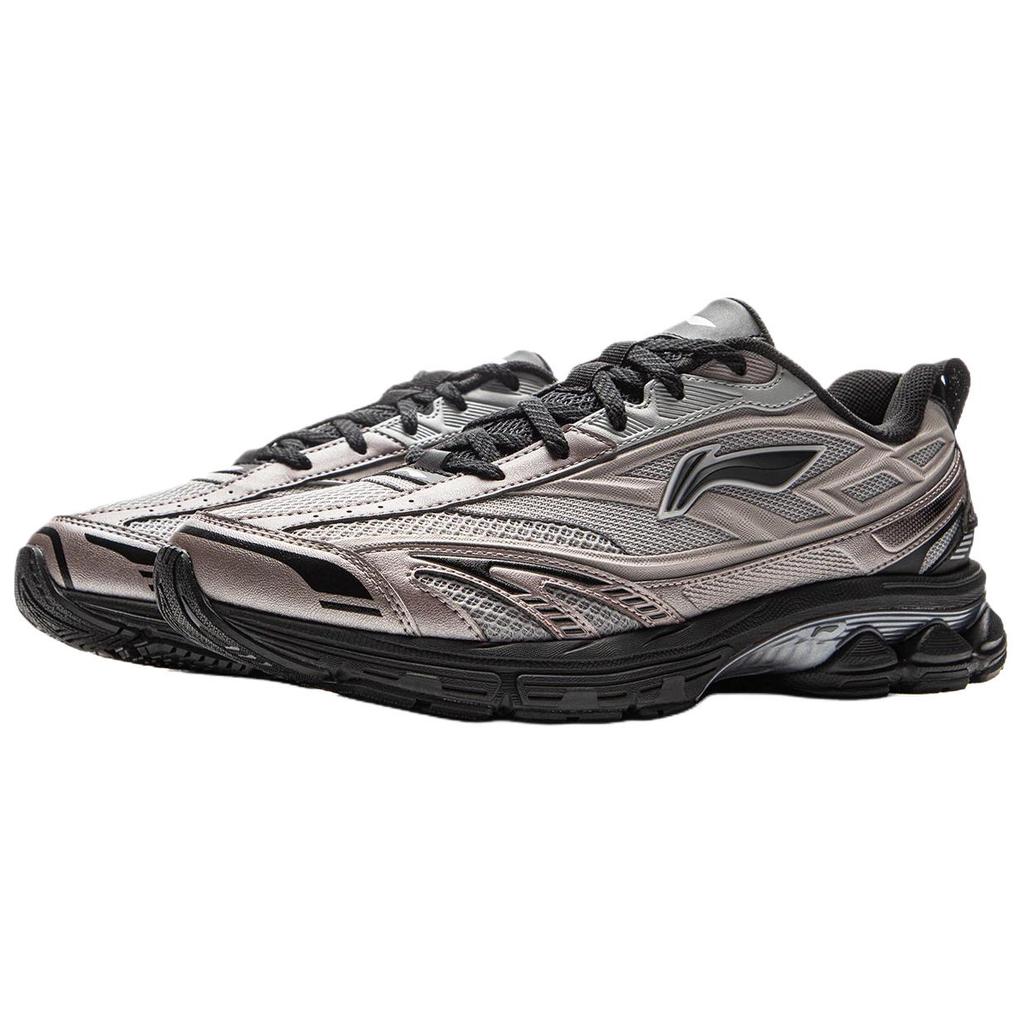 Li-Ning Fuyou 2.0 V2 Tecido Retrô Couro Sintético Amortecimento Suporte Respirável Retorno Tênis de Corrida Cano Baixo Masculino Tênis Cinza Prata ARXV001-2