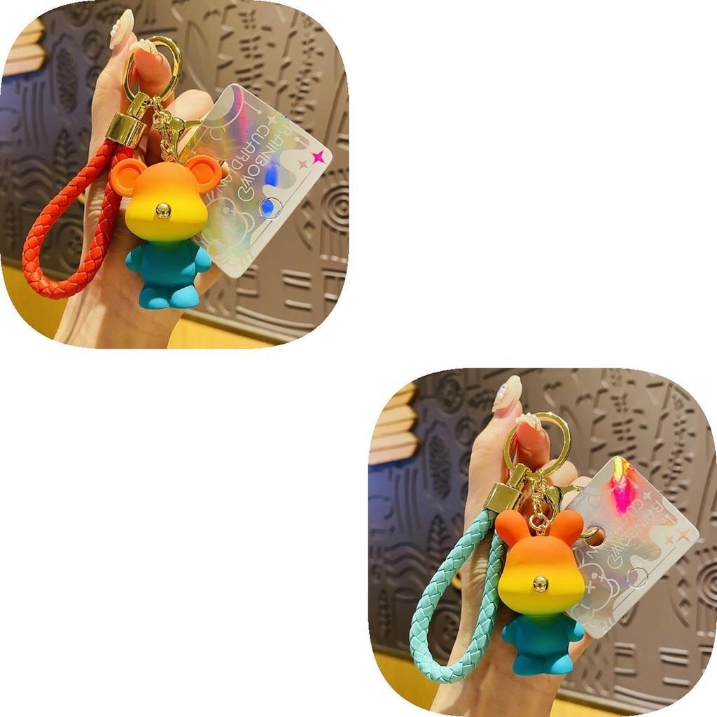 Bear Rainbow Rabbit Toy Keychain Alloy Material School Bag Pendant Decoration