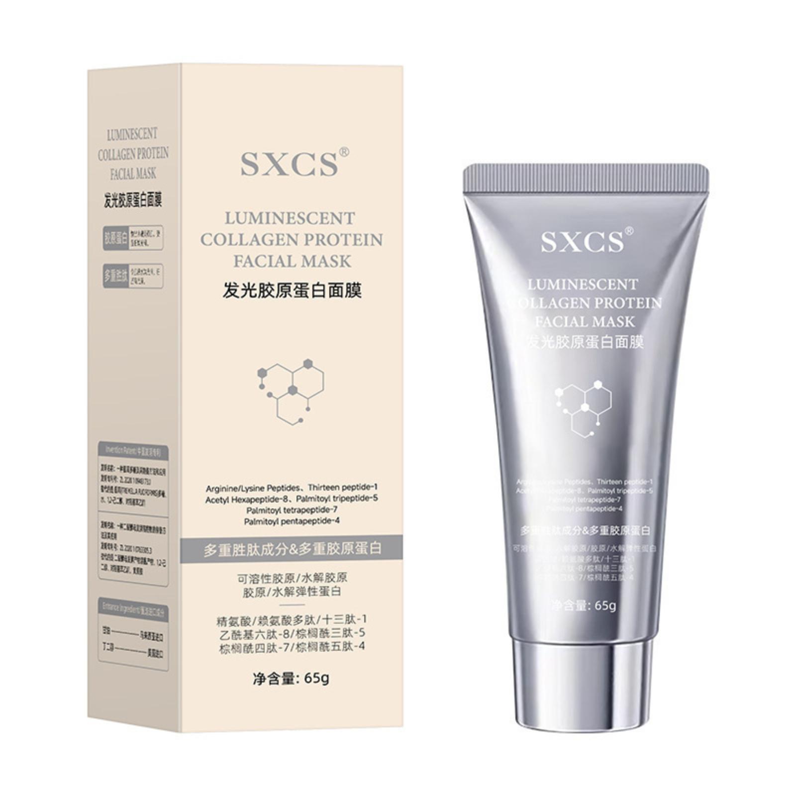 

SXCS Luminescent Collagen Protein Facial Mask Tube 65g Anti-Wrinkle Hydrating Firming Skin Care Peptides Complex One Size белый