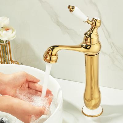 Starožitná umyvadlová baterie Zlatá Torneiras Koupelnová baterie Dřezová baterie Baterie s jedním otvorem umyvadlové baterie Umyvadlové baterie Teplá a studená směšovací baterie Jeřáb
