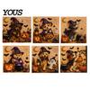 Stress Relief Craft for Adults Halloween Faux Pearl Painting Kit, Puppy Ghost 3D Art Unique Handmade Gift Idea Beginners, Home Wall Decor, DIY
