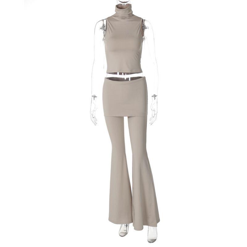 

Fashionable and Personalized Sleeveless Top Flared Pants Set
