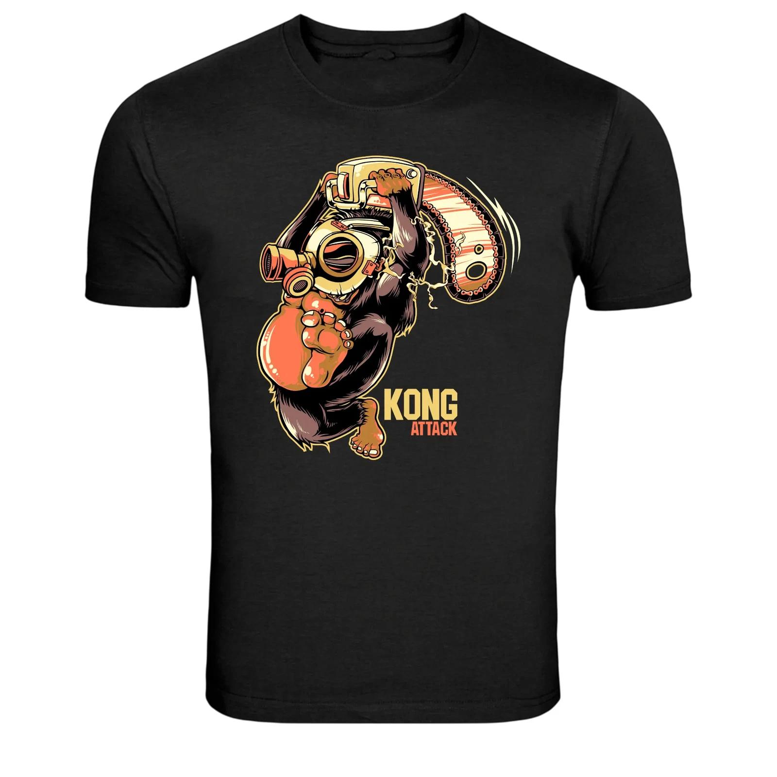 Gorilla Chainsaw Attack Funny Monster Graphic T-Shirt M