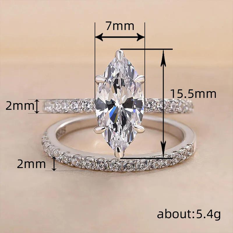Fashionable High-end Shiny Couple's Ring with Geometric Zirconia Inlays. Wedding Gift. Banquet Oval Ring.