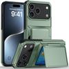 Solid Color Card Holder Phone Case For iPhone 17 Pro Max 16 Plus 15 14 13 12 11 Combination of Hard and Soft Shockproof Cover