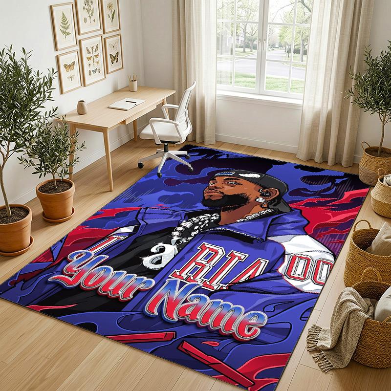 Personalized Crystal Velvet Carpet,Kendrick Lamar Custom Printed Name, Plush Area Rug For Home Indoor Decor