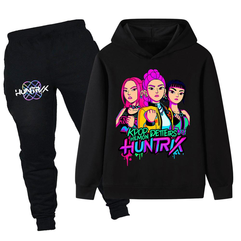 PB1210 Kids Boys Girls Kpop Mira Zoey Rumi Print Long Sleeves Hoodie Pants Trousers Clothes Sets 100cm
