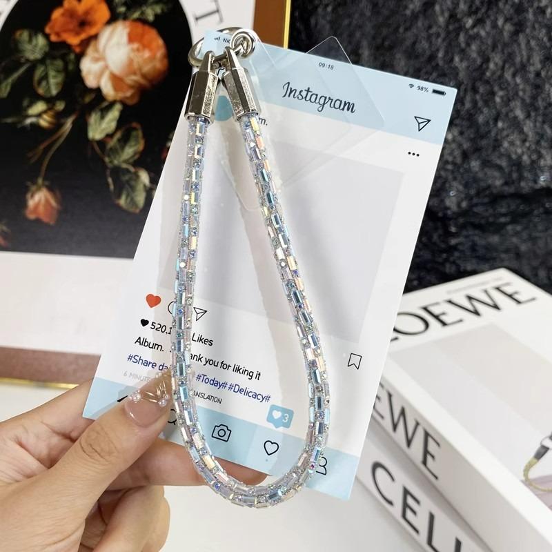 Mobile Phone Lanyard, Short Crystal Wrist Chain, Luxury Fashion Women's Lanyard, Camera Chain, Handbag, And Strong Case